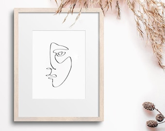 Minimalist One Line Woman Face Art Print (Digital Download)