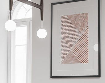 Abstract Lines Art Print: Rusty Red Boho Decor (Digital Download)