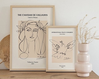 Picasso Line Art Poster Set: Woman, Dove of Peace (Digital Download)
