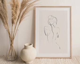 Minimalist Woman Body Line Art Print: Modern Home Decor (Digital Download)