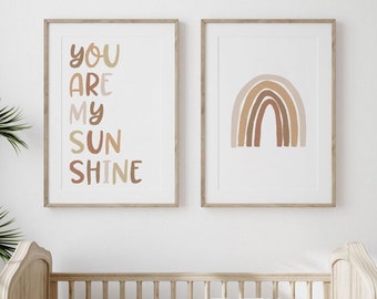 Boho Rainbow Nursery Poster Set: Sunshine Print (Digital Download)