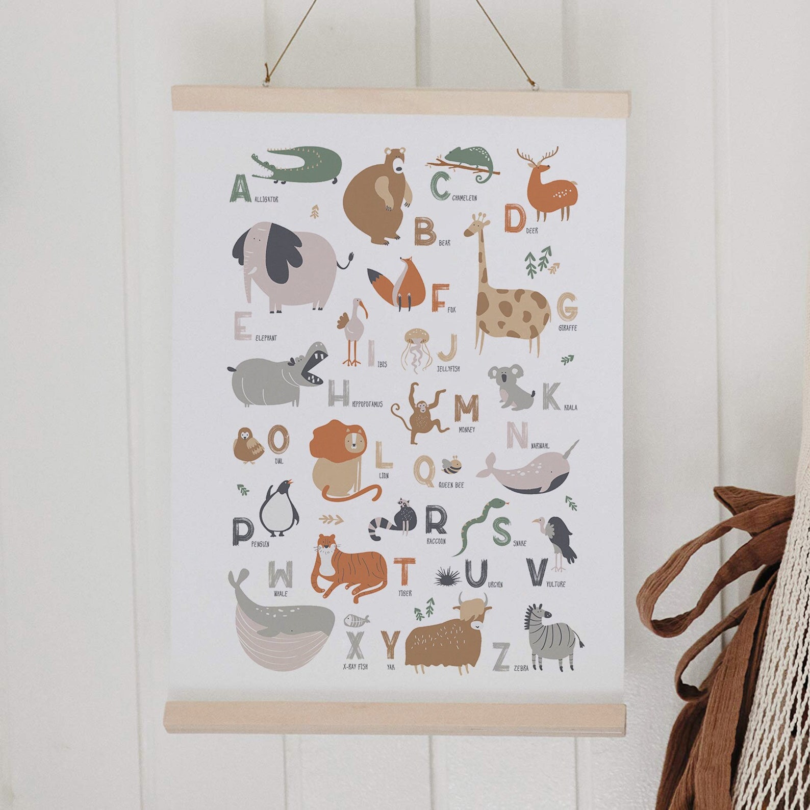 Animal Alphabet Print, Alphabet Poster, ABC Poster, Educational Art