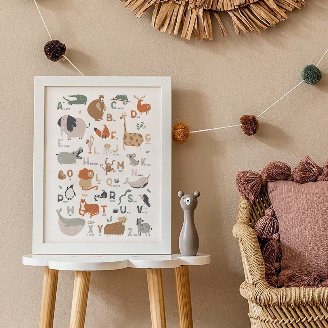 Animal Alphabet Print, Alphabet Poster, ABC Poster, Educational Art
