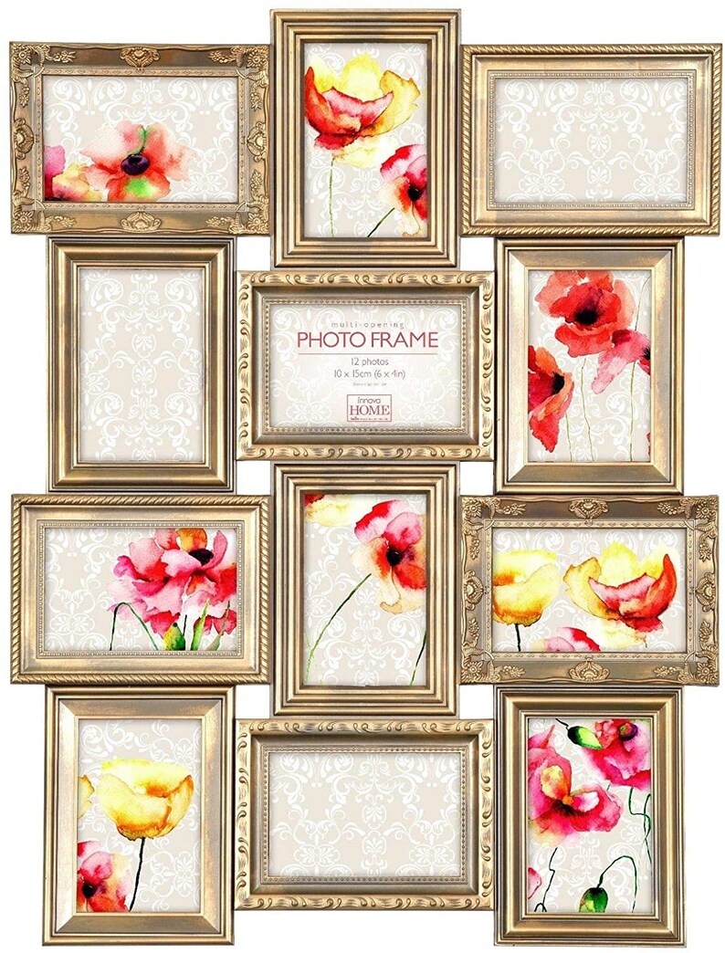 New Vintage Gold Multi Aperture Photo Picture Frame Holds 12 Etsy UK