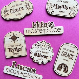Personalized Stocking Stuffer Magnet for Child&#39;s Art- Look What I Made, custom fridge magnet
