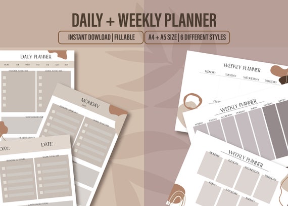 Printable Fillable PDF /monthly Calendar / Daily Calendar / | Etsy