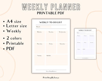 Digital Weekly Planner l Printable Planner l PDF Instant Download