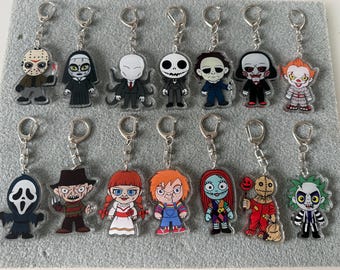 Horror Movies Characters Acrylic double sided Keyring  can be personalised with an  initial charm