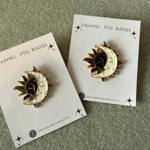 Sun & moon metal enamel pin badge