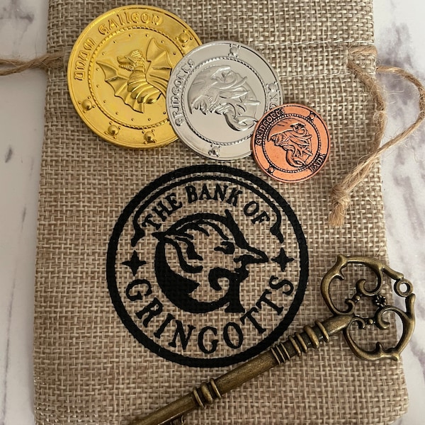 Wizards bank coin bag  3 coins & key ….  variations available