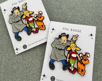 Inspector Gadget, Penny & Brain  Cartoon Character Retro metal enamel pin badge