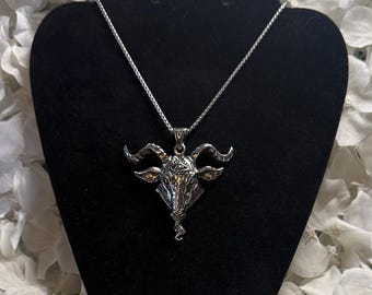 Rams Head  Stainless Steel pendant necklace Wicca Pagan Gothic Witchy