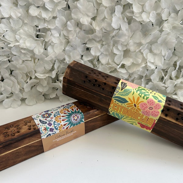 Wooden Incense Box gift set Citronella or Citrus Burst