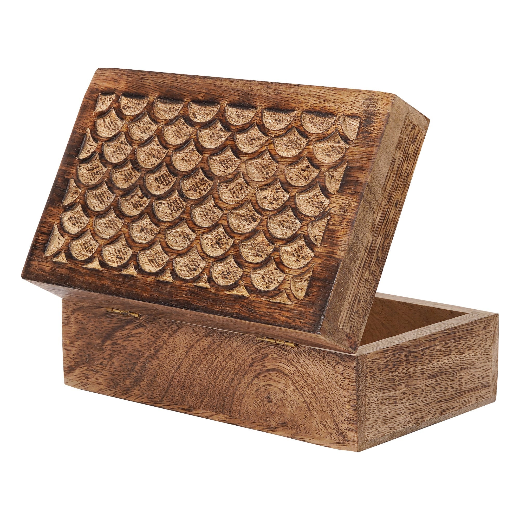 Mela Artisans Wood Keepsake Box with Hinged Lid, 10.5 x 7.5 x 4