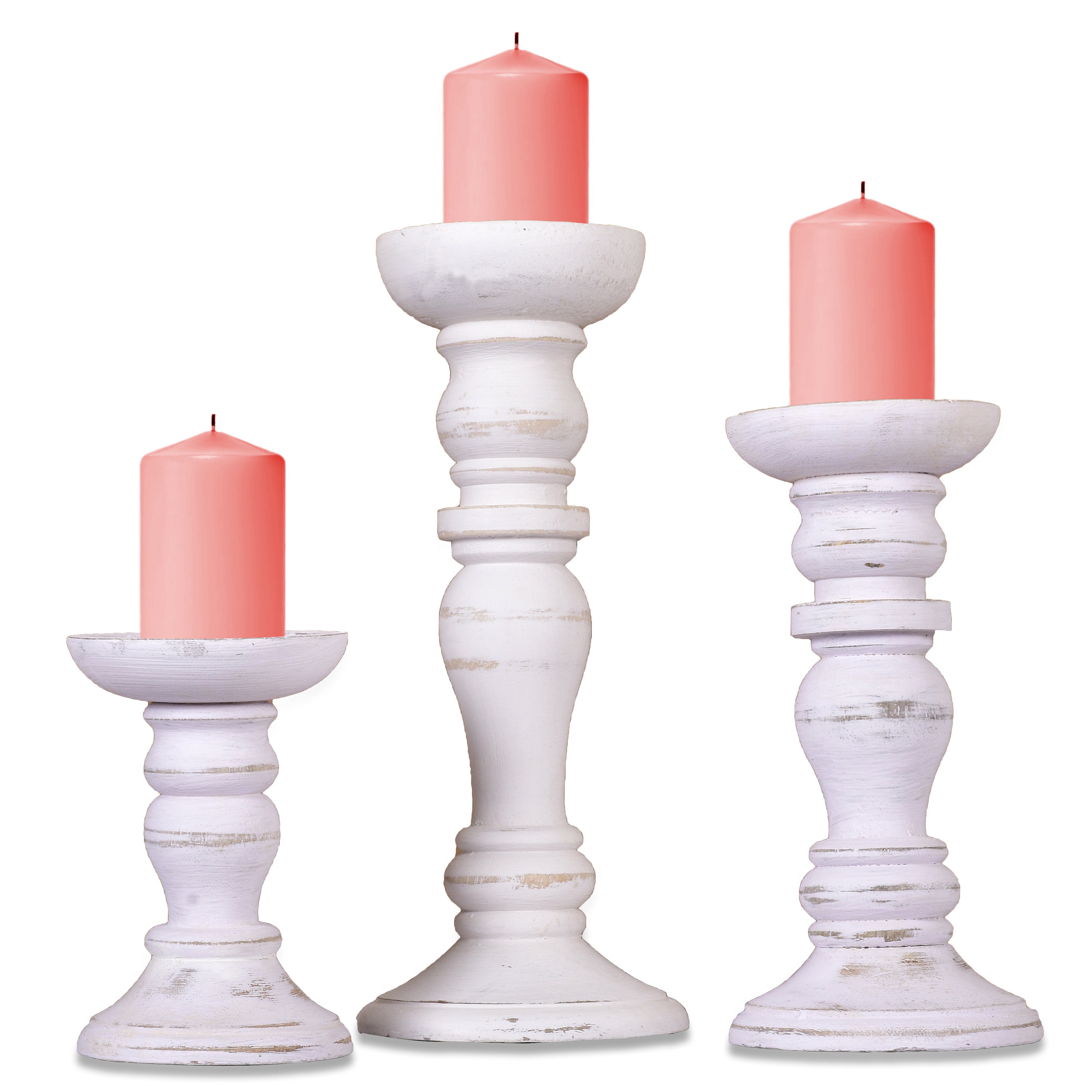 Mela Artisans Matte Black Candle Holders for Pillar Candles (Set of 3)  Rustic Wooden Candle Holders Pillar 6, 9, 12