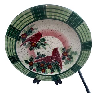 Julie Ueland Servierplatte Christmas Cardinals Stand 15 Inches 1999