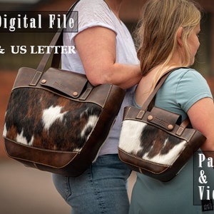 Tote bag in two sizes leather pattern PDF - shoulder bag digital template