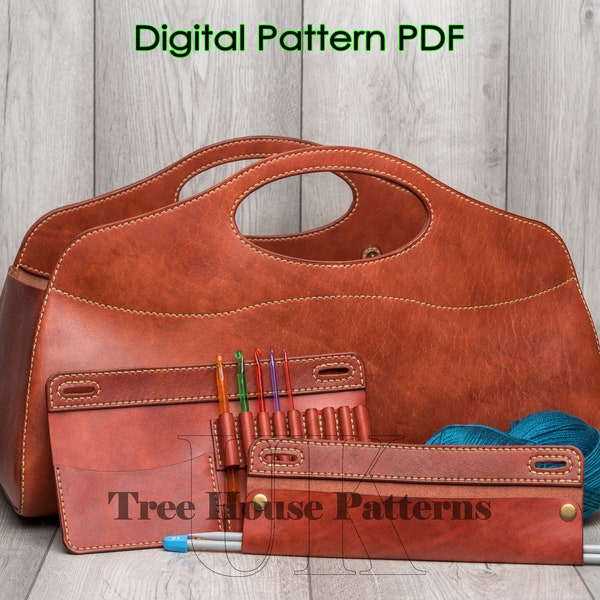 Large storage basket leather pattern PDF - storage bucket digital template