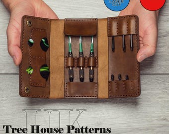 Leder Darttasche Schnittmuster DXF und PDF - Dart Tasche Laser Digitale Vorlage