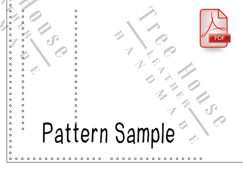 May include: A black and white pattern sample with the text "Tree House Leather Made" and "Pattern Sample".