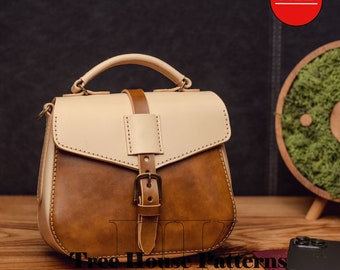 Leather pattern PDF for saddle bag - digital template for leather handbag, crossbody bag