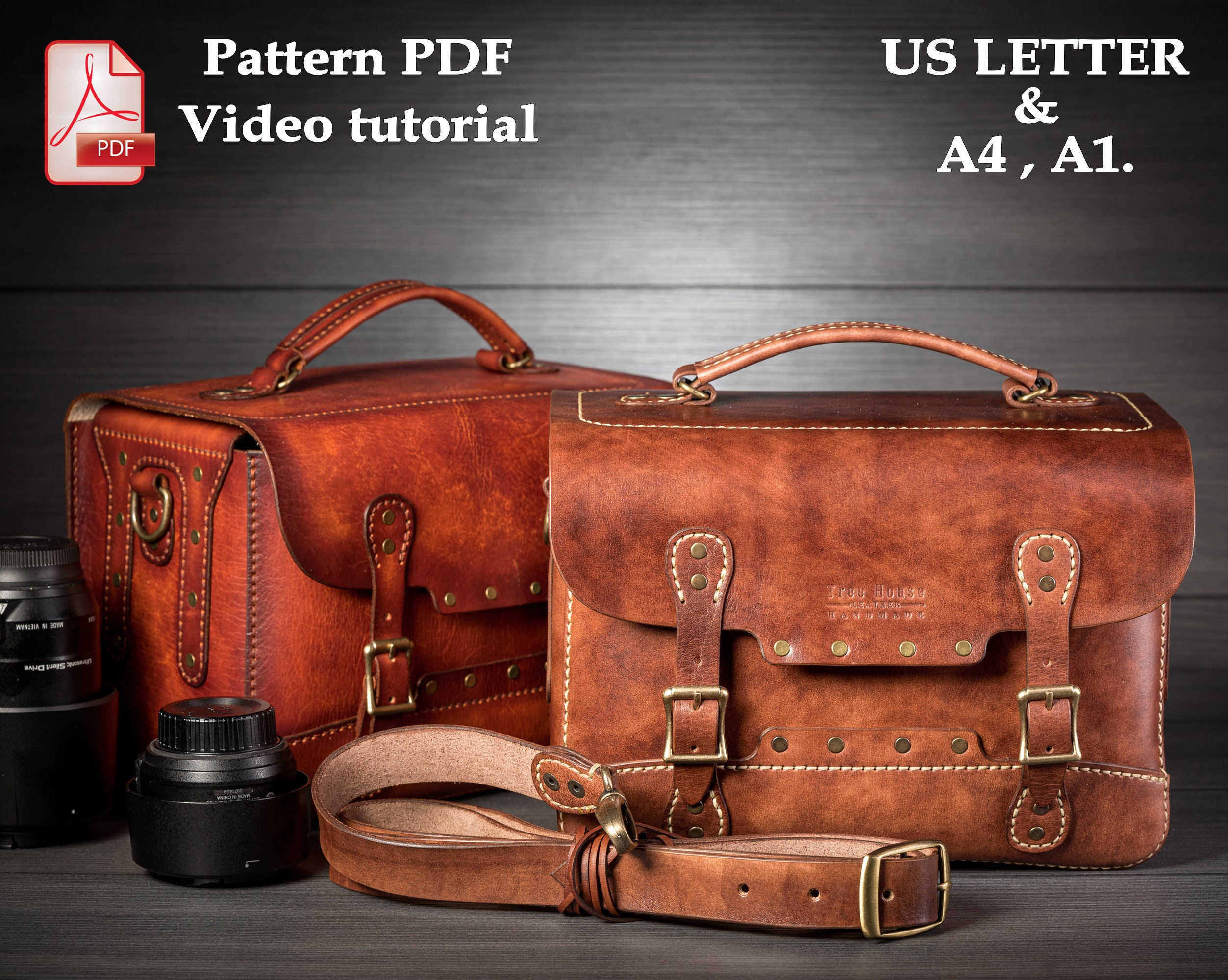 Leather Bag Pattern PDF Leather Monkey Bag Pattern Template 