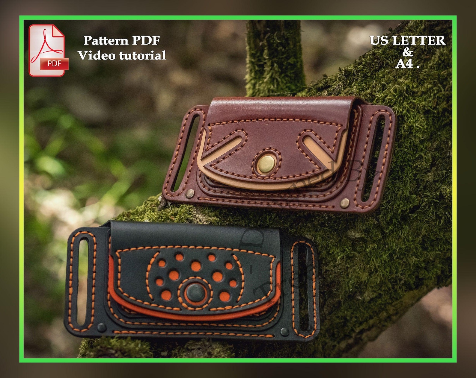 Belt Wallet Set of Two Leather Pattern PDF - Etsy
