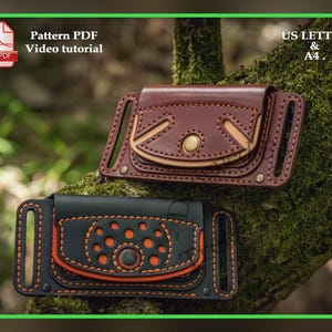 Conjunto de dos carteras de cinturón de cuero con patrón PDF