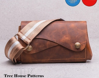 Leather Shoulder Bag Pattern, Sling Bag, Belt Bag (PDF, DXF)