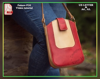 Small crossbody phone bag leather pattern PDF