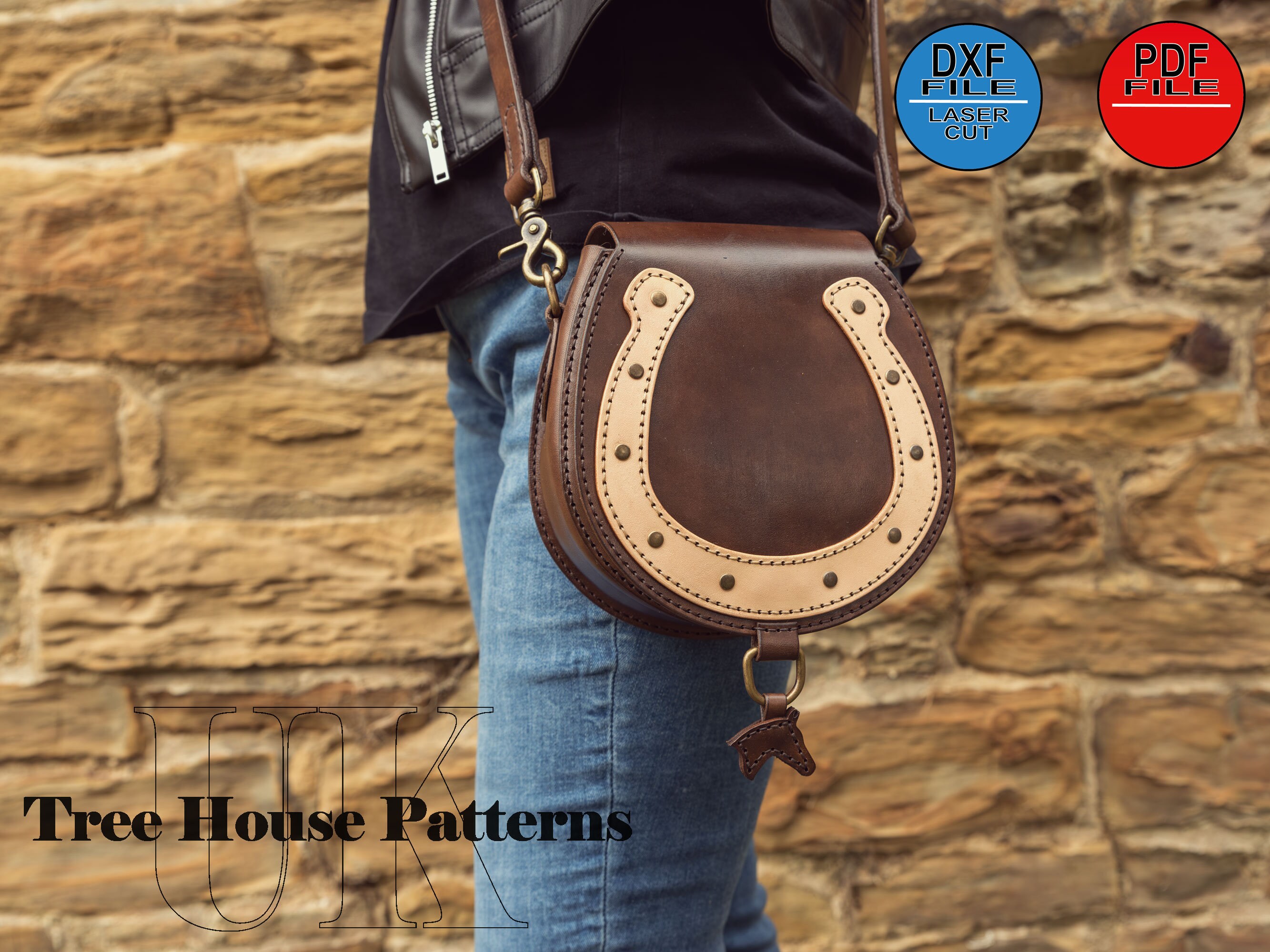 Leather Pattern PDF, DXF for Shoulder Bag With Horseshoe Motive - Etsy UK