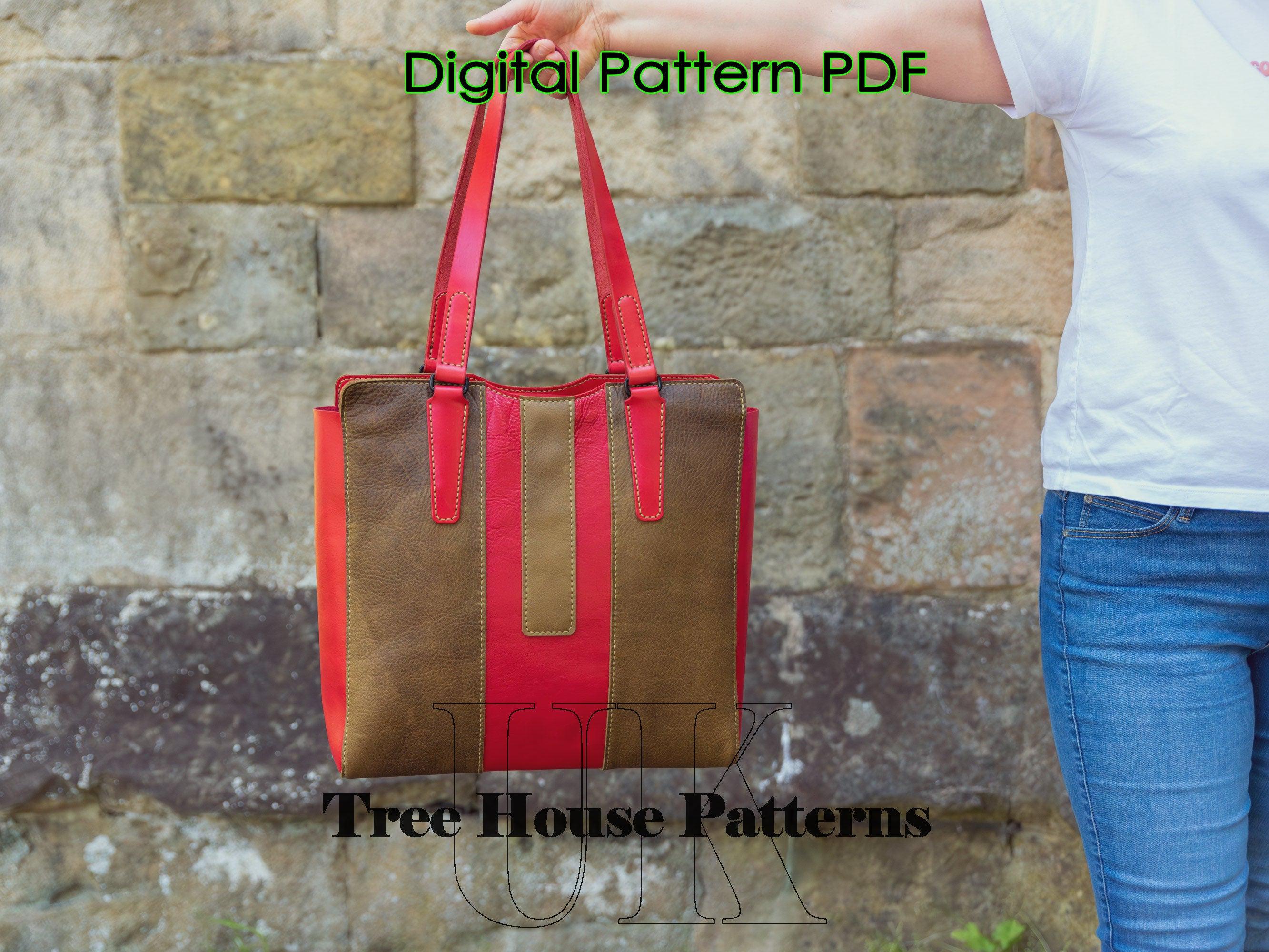 Large Tote Bag Leather Pattern PDF - Shopping Bag Digital Template - Etsy