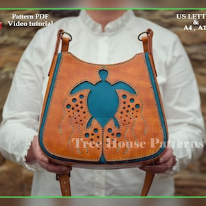 Schildkröte Schultertasche Leder Schnittmuster PDF - Damen Geldbörse digitale Vorlage