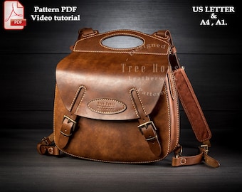 Backpack leather pattern PDF - rucksack digital template