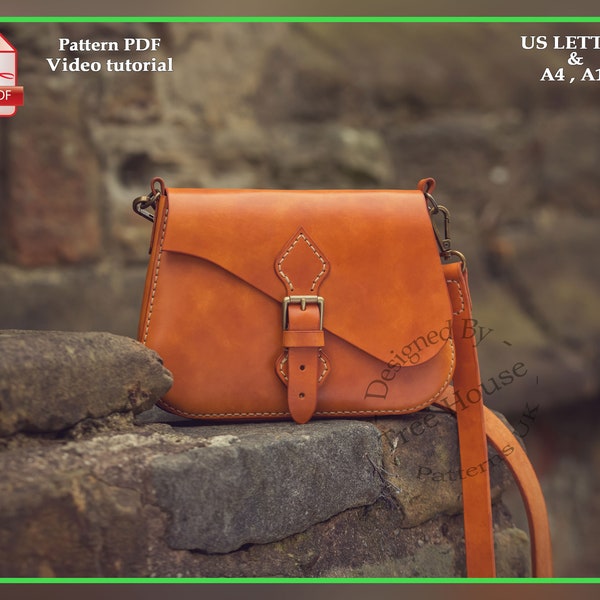 Kleine crossbody tas lederen patroon PDF, kleine zadeltas digitale sjabloon