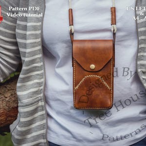 Patrón PDF de bolso de cuero para el cuello del teléfono
