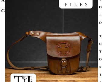 Biker holster bag leather pattern PDF - belt bag digital template