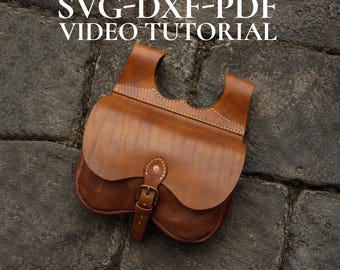 Leather Pouch Pattern PDF DXF, Belt Bag Template, Medieval Waist Bag DIY