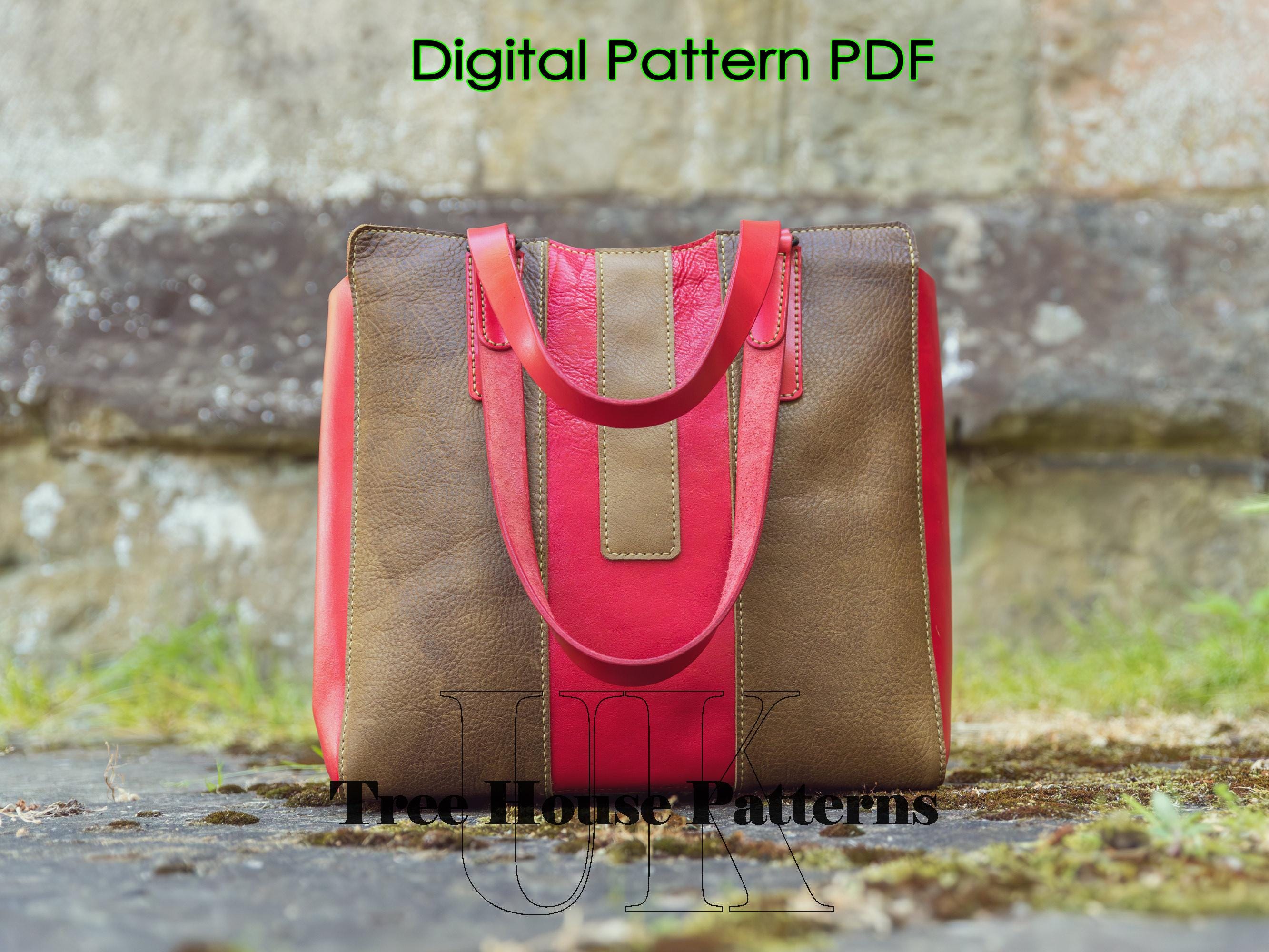 Large Tote Bag Leather Pattern PDF - Shopping Bag Digital Template - Etsy