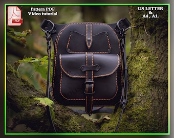 Biker bag leather pattern PDF - biker hip bag digital template