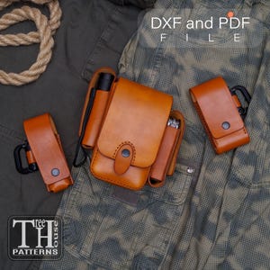 EDC Gürteltasche Leder Schnittmuster PDF und DXF, Vorlage für multitool Leder Organizer