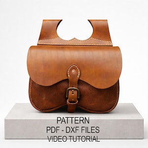 Patrón de bolsa de cuero en PDF DXF, plantilla para riñonera, riñonera medieval DIY