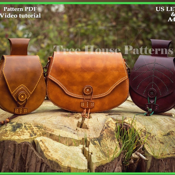 Medieval belt bag and saddle bag leather pattern PDF