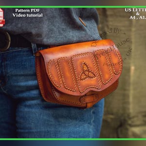 Mittelalterliche Gürteltasche Leder Schnittmuster PDF - Gürteltasche digitale Vorlage