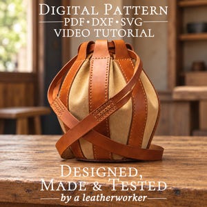 Patroon voor een leren crossbodytas - Emmermodel - Schoudertas met trekkoord (PDF/DXF/SVG)