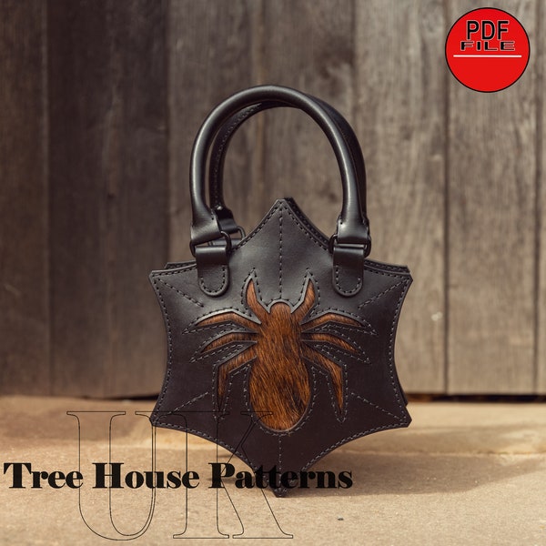 Spider handbag leather pattern PDF - Halloween bag digital template