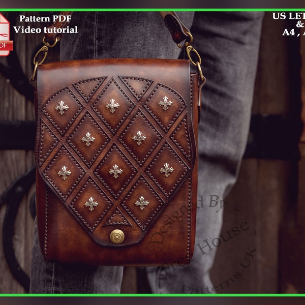 Medieval crossbody - shoulder bag leather pattern PDF