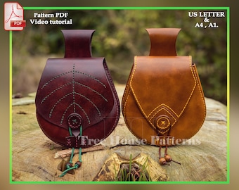 Medieval belt bag leather pattern PDF