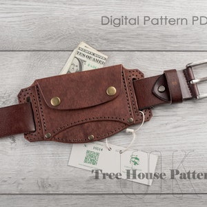 Patrón de cuero para billetera de cinturón (PDF) - Plantilla digital para tarjetero