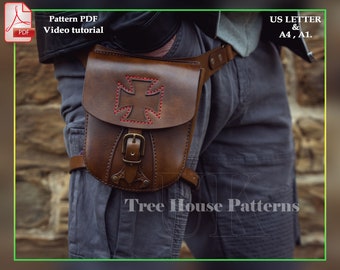 Biker Holster Tasche Leder Schnittmuster PDF - Gürteltasche digitale Vorlage